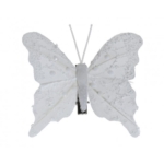 Kalėdinė dekoracija prisegamas drugelis, baltos sp., 1 vnt