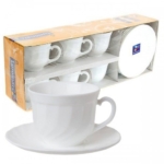 Puodelių su lėkštutėmis rinkinys Luminarc TRIANON, 220 ml, baltos sp., 6 vnt.