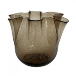 Vaza Shishi Glass Waved, skaidrios rudos sp., 17 cm
