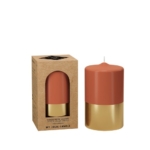 Žvakė auksinės/oranžinės sp., cilindrinė, 6x10 cm